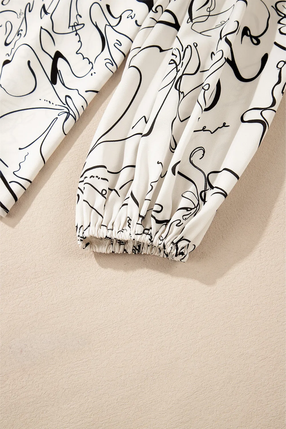 Abstract Print Crew Neck Blouse