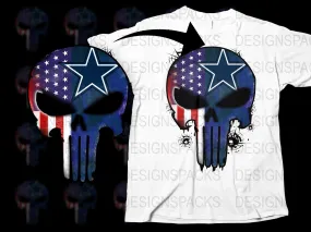 American Flag Punisher Skull Dallas Cowboy Png Digital Download