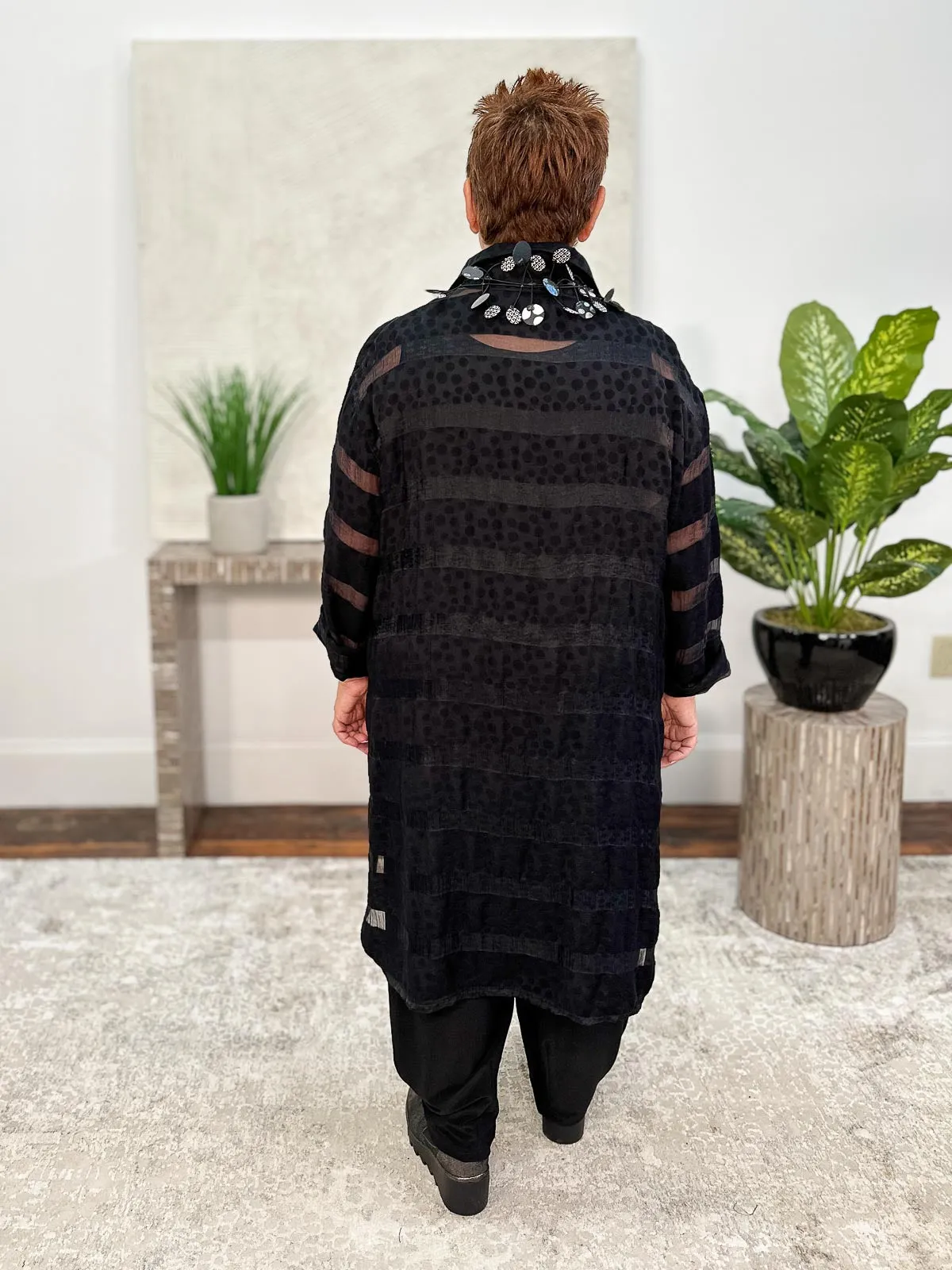 Artist Smock, Black Dotted Stripe Burnout