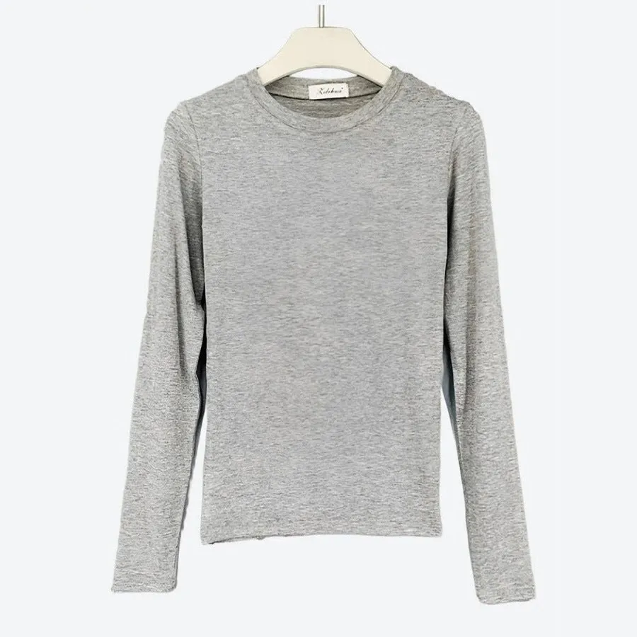 Basic Long-Sleeve Crewneck Casual Tops