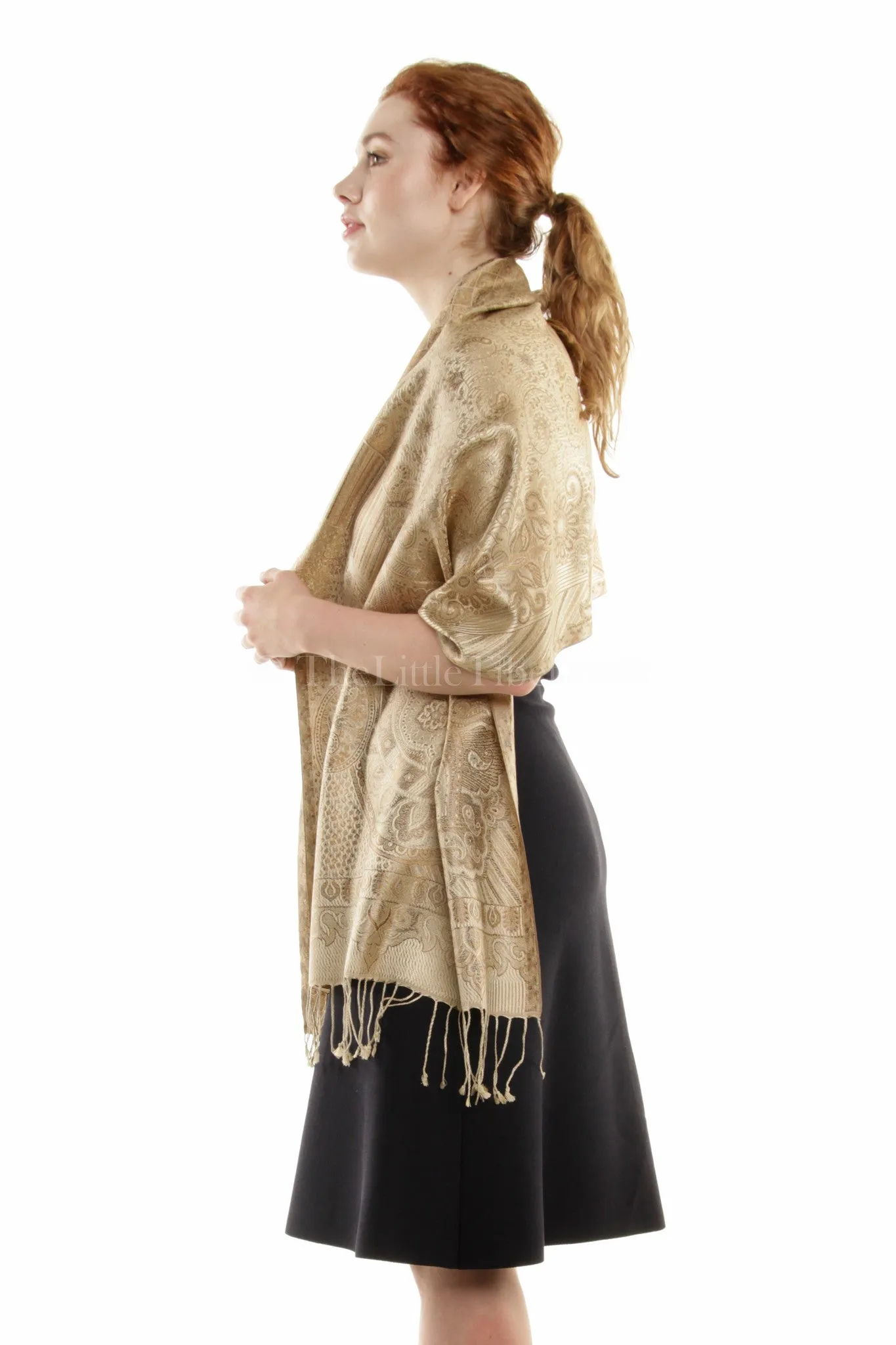 Beige 100% Silk Pashmina shawl, scarf , stole - Soft Beige (MCM888)