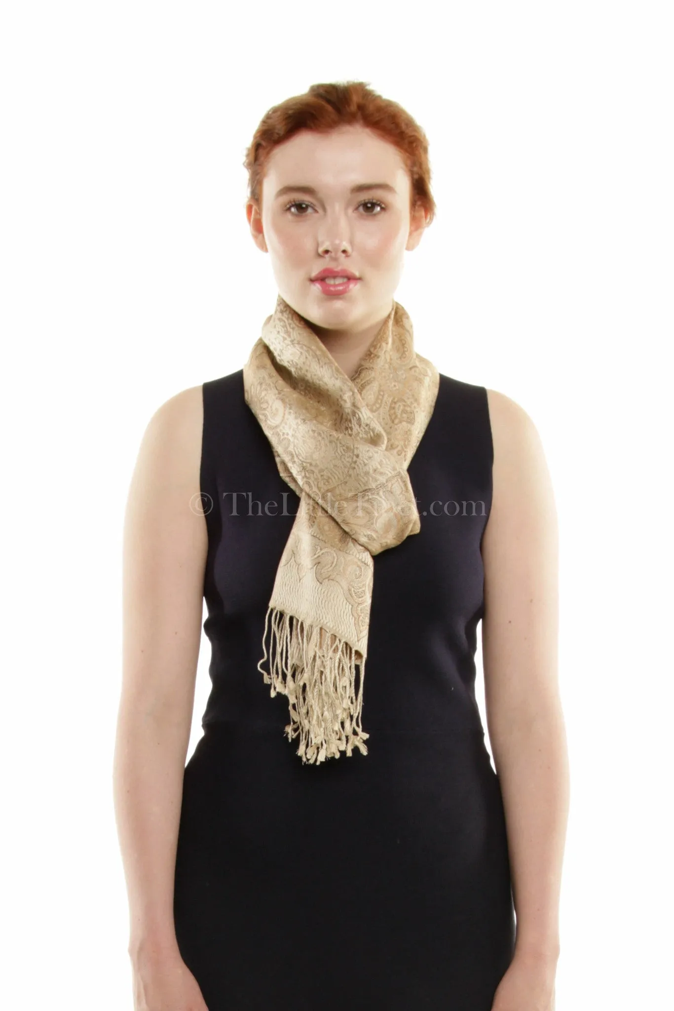 Beige 100% Silk Pashmina shawl, scarf , stole - Soft Beige (MCM888)