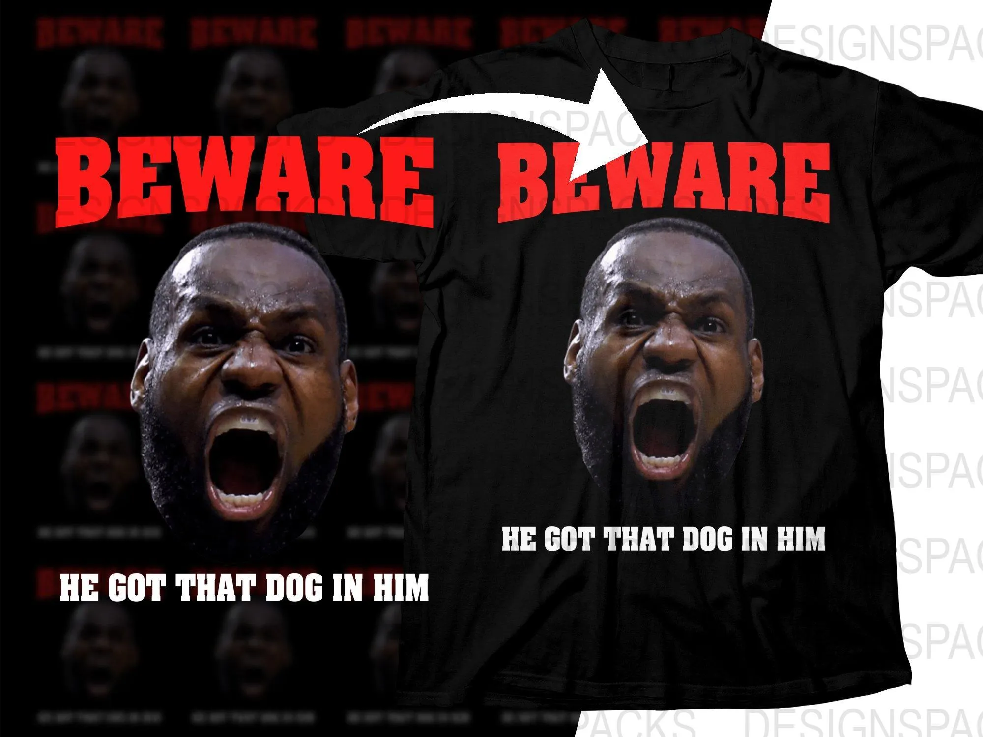 Beware Fearsome King Lebron James Basketball Star Graphic Png Digital Download