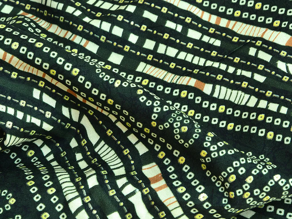 Black & Green Bandani Digital Print Cotton Rayon Fabric