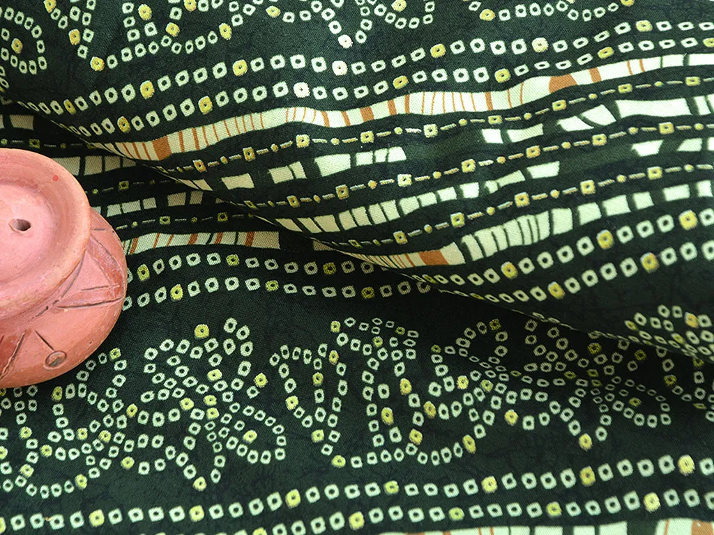 Black & Green Bandani Digital Print Cotton Rayon Fabric