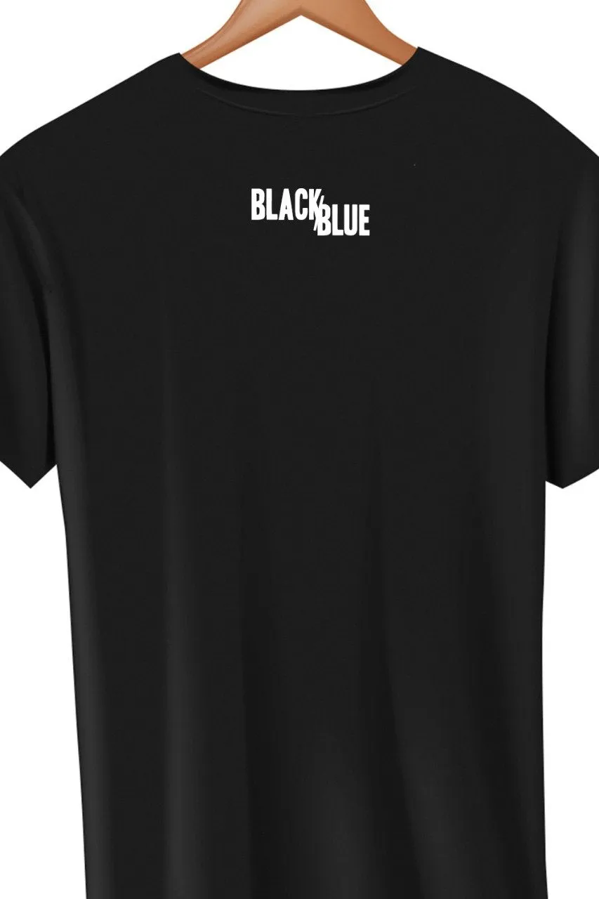 Black Blue Graphic Printed Black Tshirt