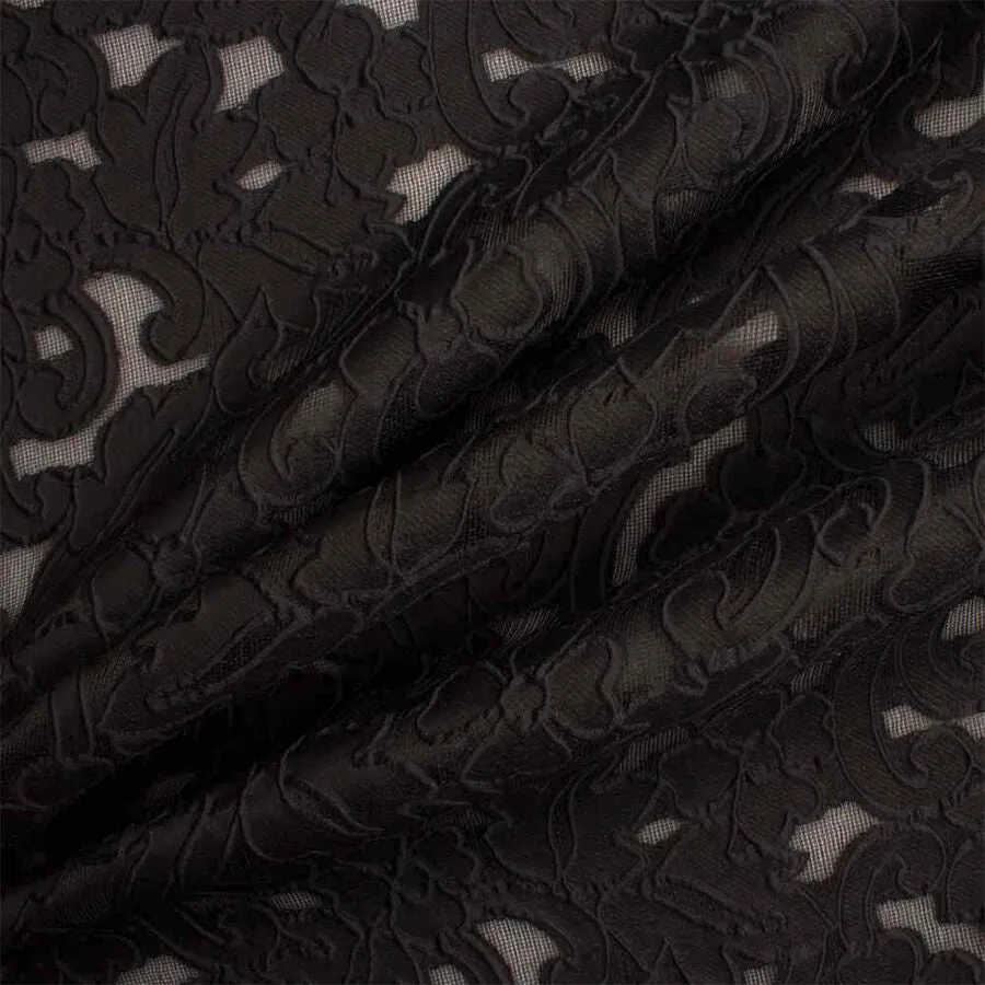 Black Floral Jacquard Gazar