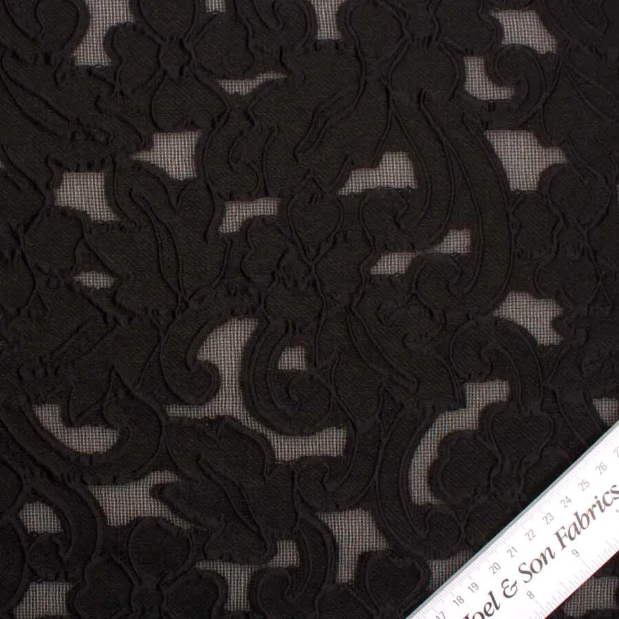 Black Floral Jacquard Gazar