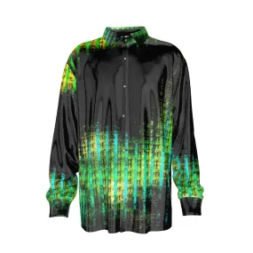 Blk/mixed abstract Print Men's Imitation Silk Long-Sleeved Shirt