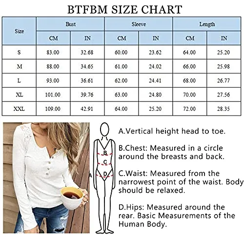 BTFBM Women Long Sleeve V Neck Button Up Solid Tops Blouses Trendy Slim Fit Lace Sleeves Ribbed Knit Casual Shirts Tunic (Hollow Out White, Small)