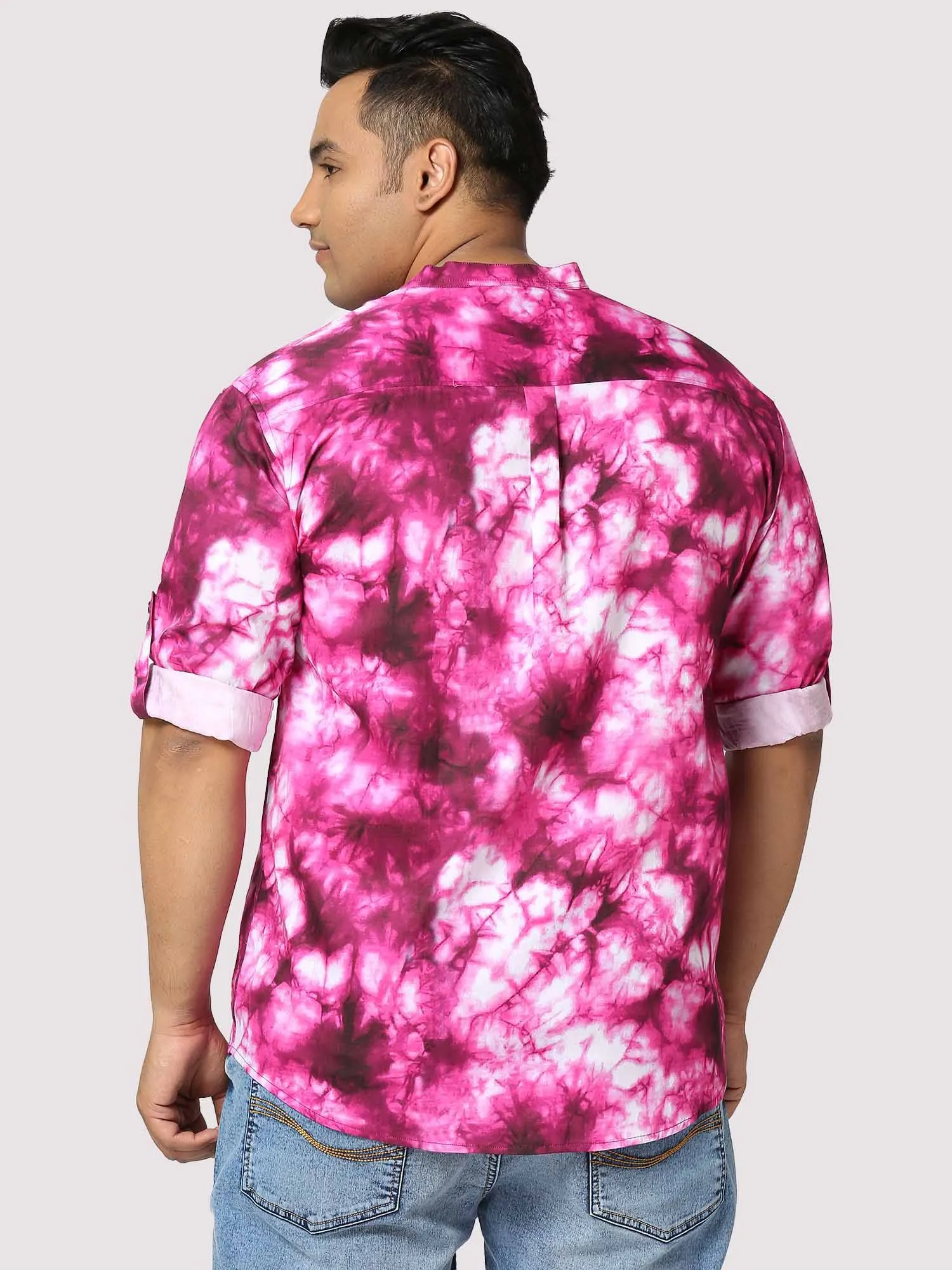 Candy Digital Printed Chinese Collar Men's Plus Size Full Shirt