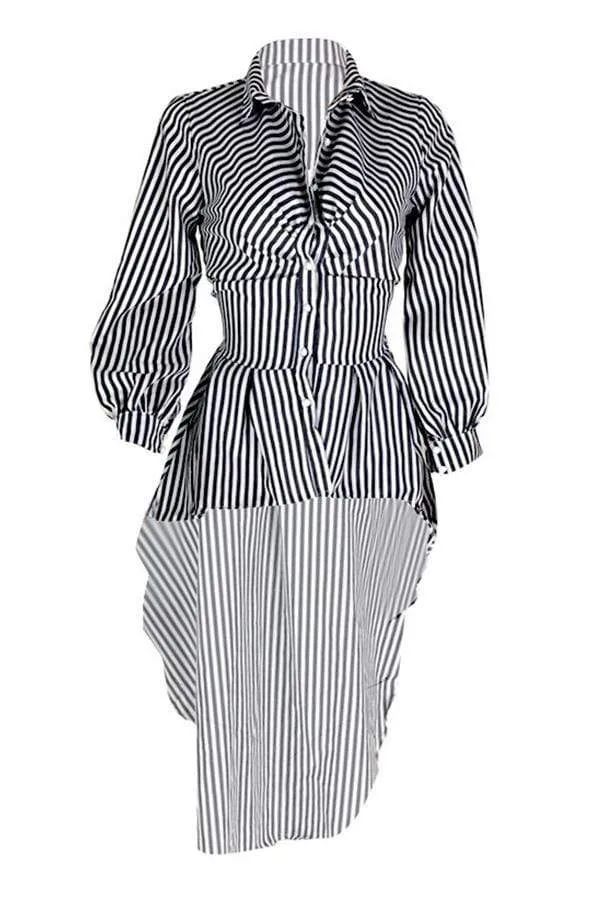 Casual Irregular Hems Striped Blouses