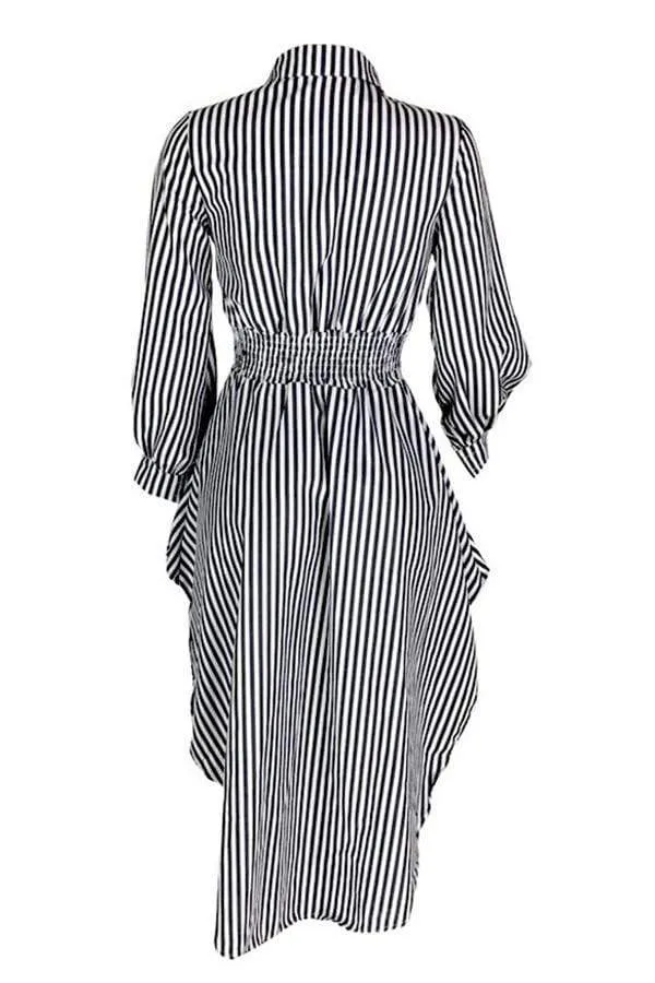 Casual Irregular Hems Striped Blouses