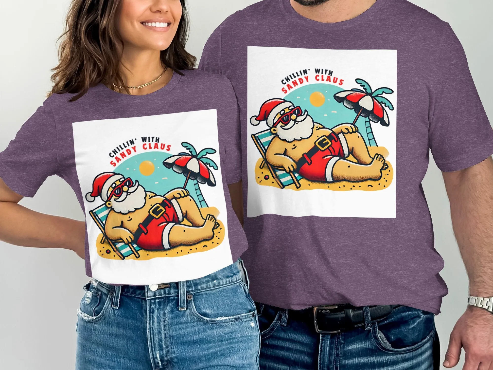 Chillin' With Sandy Claus Vintage Beach Santa T-Shirts