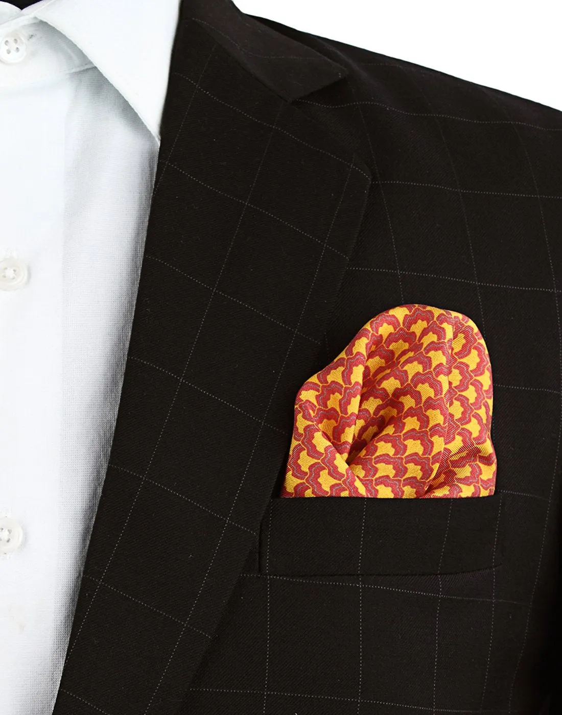 Chokore Red & Orange Silk Pocket Square - Indian At Heart line