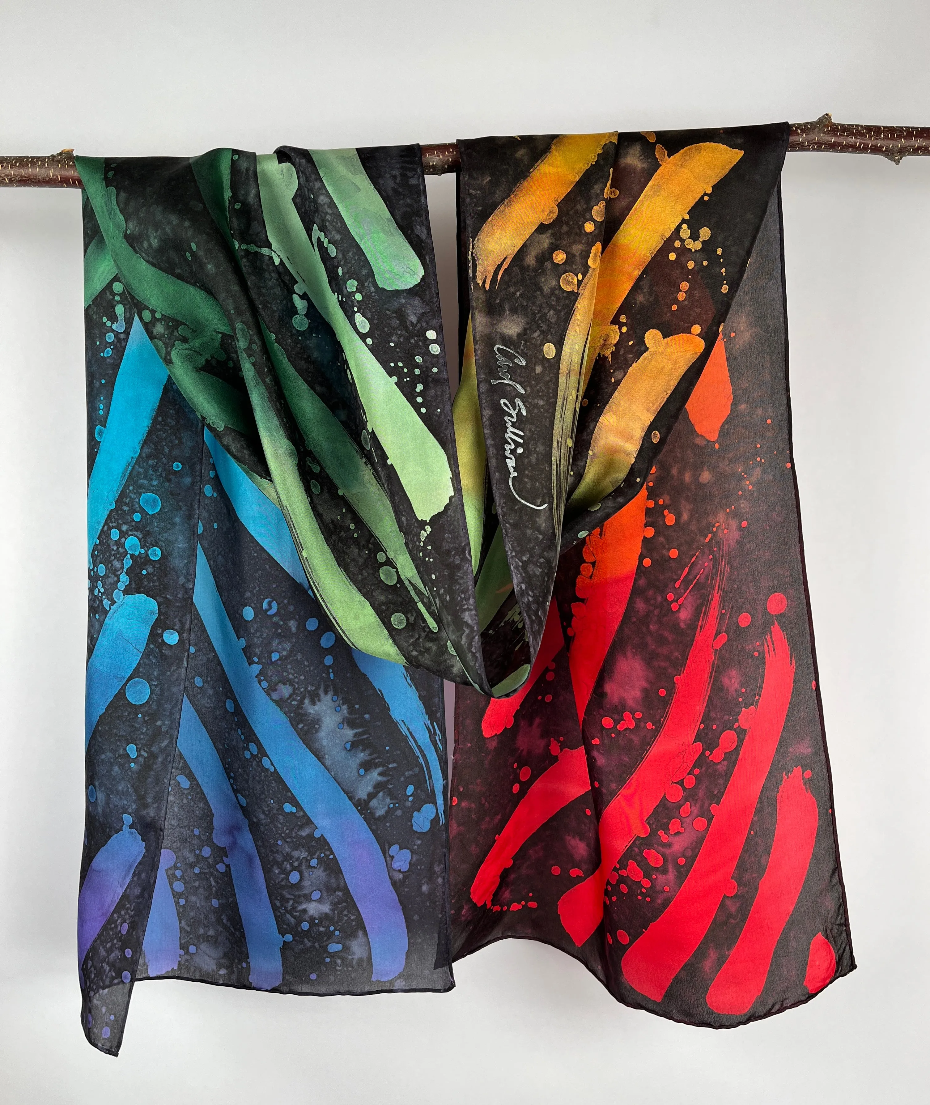 “Color Waves” - Hand-dyed Silk Scarf - $125