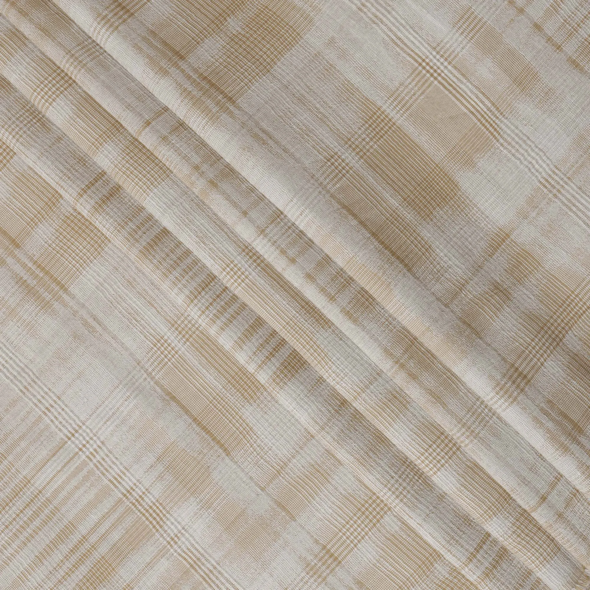 Cream and Beige Plaid 100% Cotton Shirting Fabric, 150 cm Width, Made in Italy-D20468