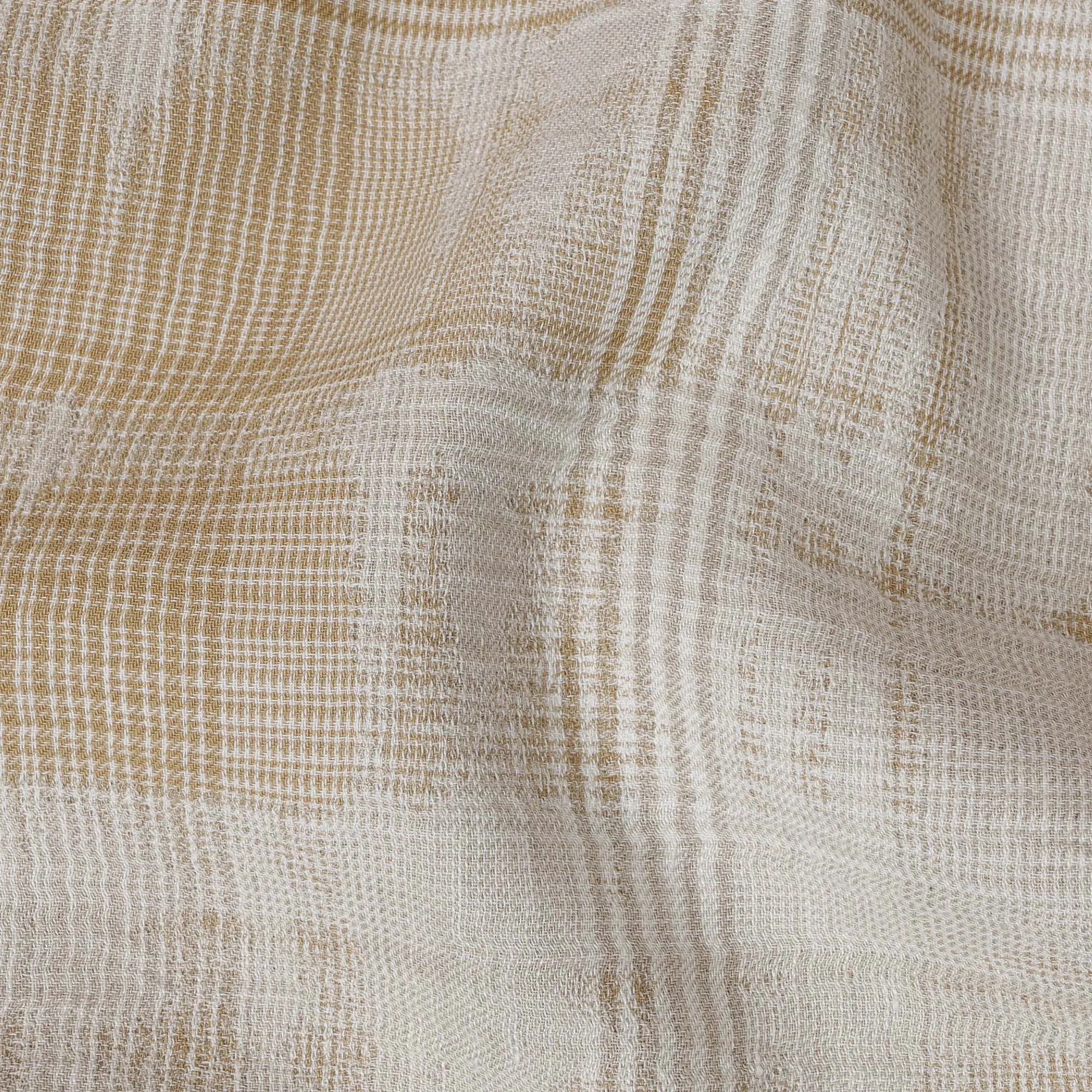 Cream and Beige Plaid 100% Cotton Shirting Fabric, 150 cm Width, Made in Italy-D20468