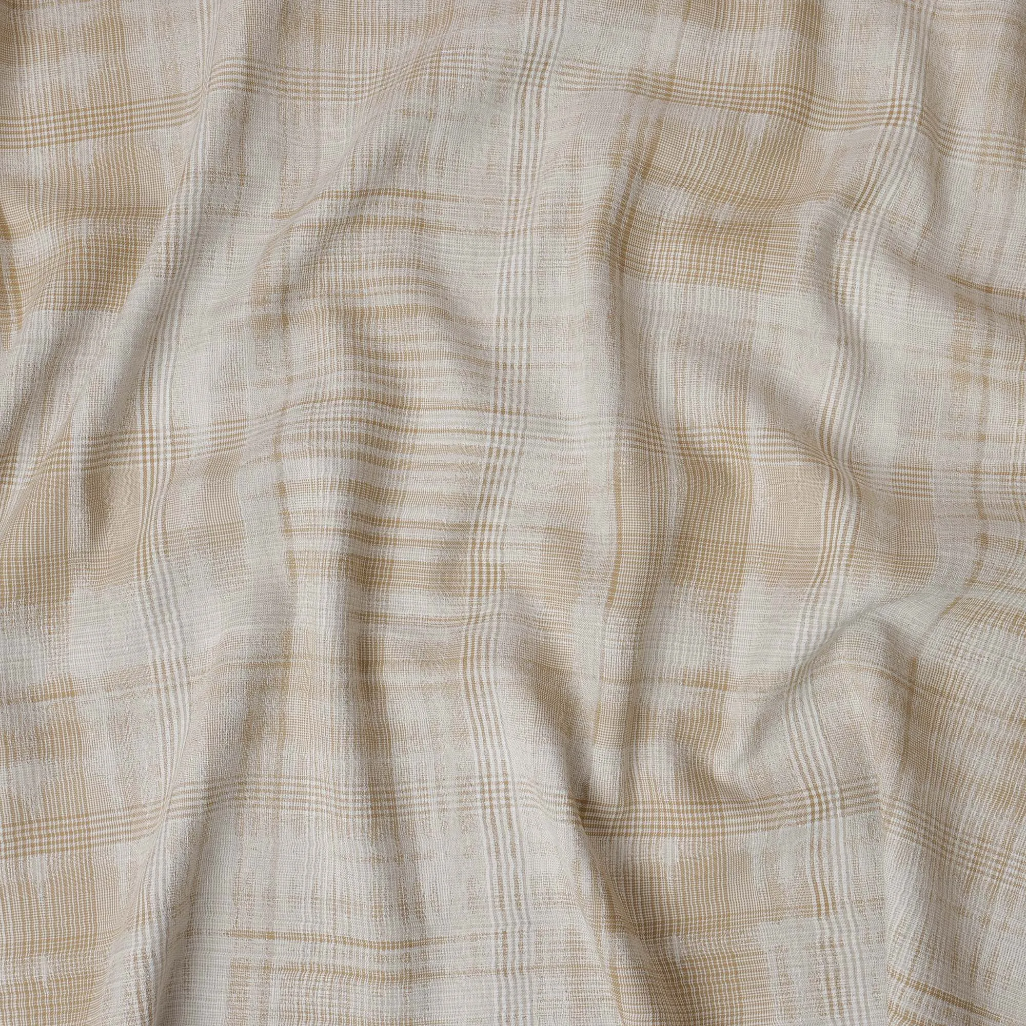 Cream and Beige Plaid 100% Cotton Shirting Fabric, 150 cm Width, Made in Italy-D20468