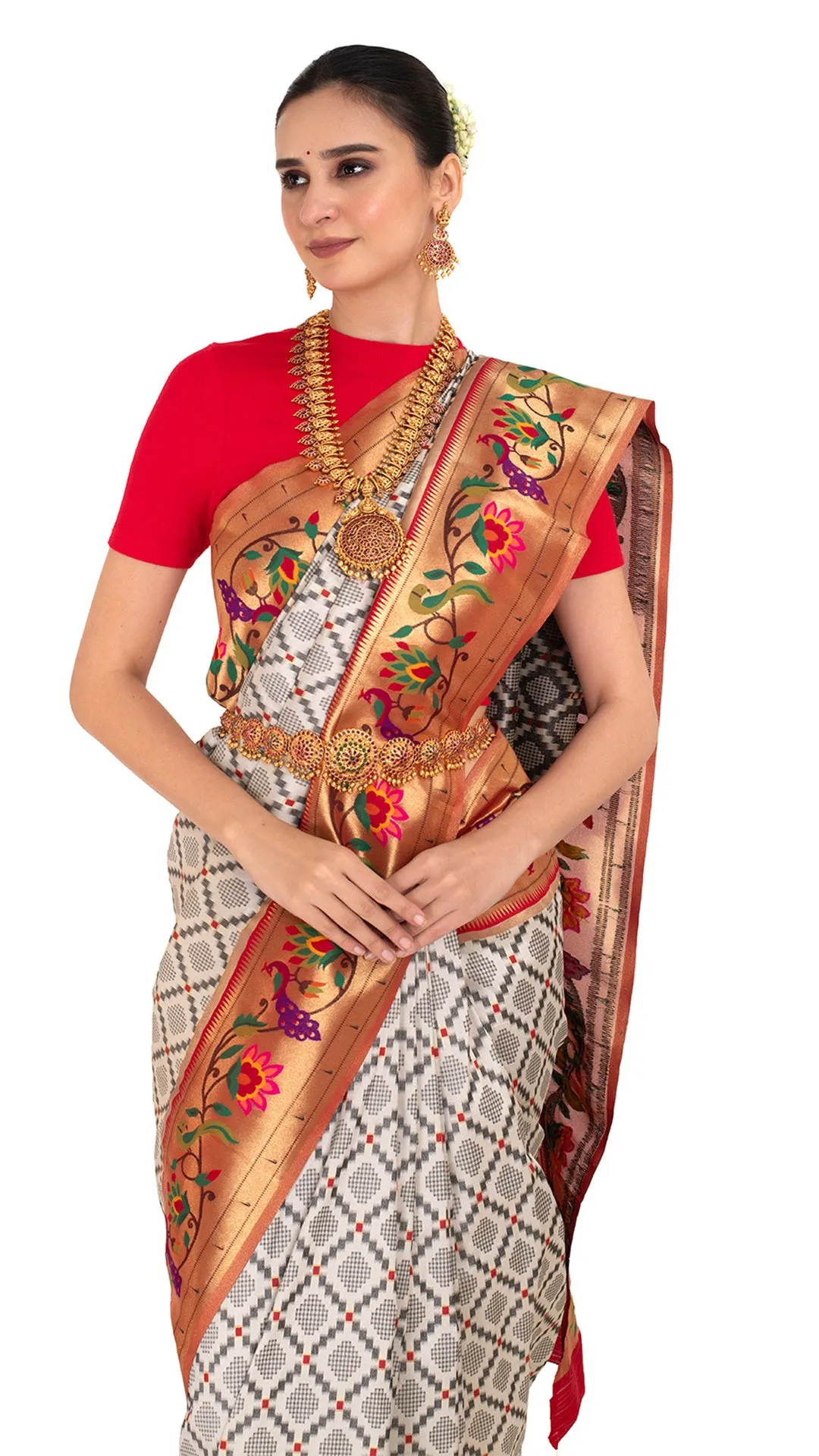 Crimson Charm Katan Silk Saree