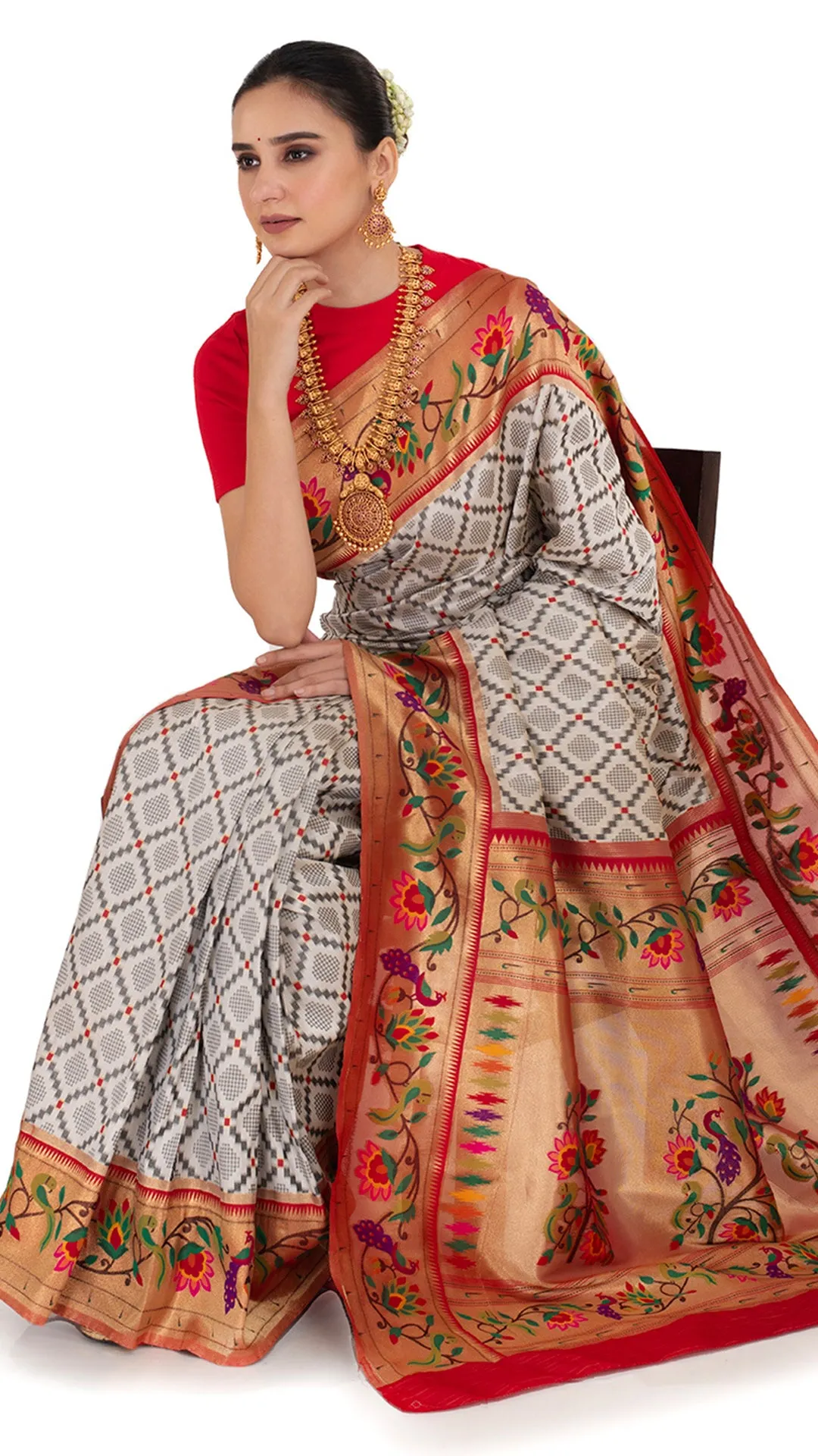 Crimson Charm Katan Silk Saree