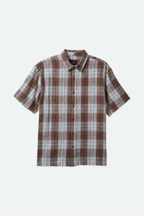 Cru Linen Blend Relaxed S/S Woven Shirt - Pinecone Brown/Coronet Blue