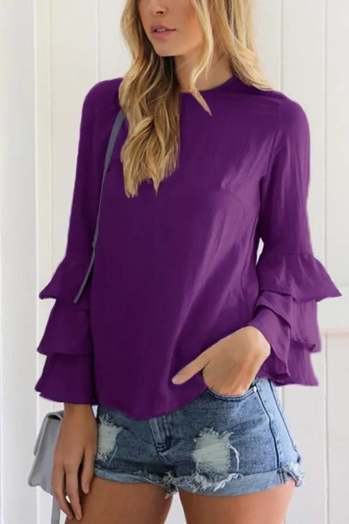 Custom Round Neck Long Sleeve Blouses