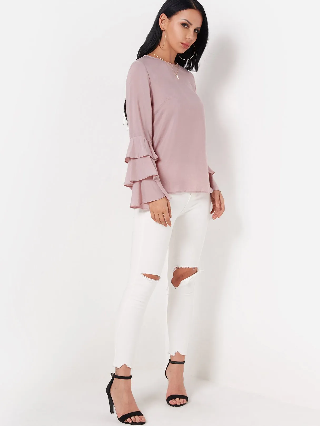 Custom Round Neck Long Sleeve Blouses