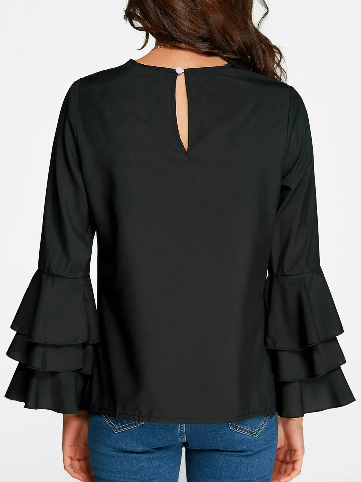 Custom Round Neck Long Sleeve Blouses