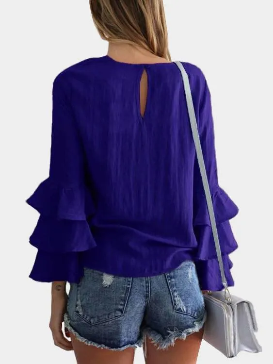 Custom Round Neck Long Sleeve Blouses