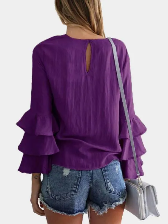 Custom Round Neck Long Sleeve Blouses