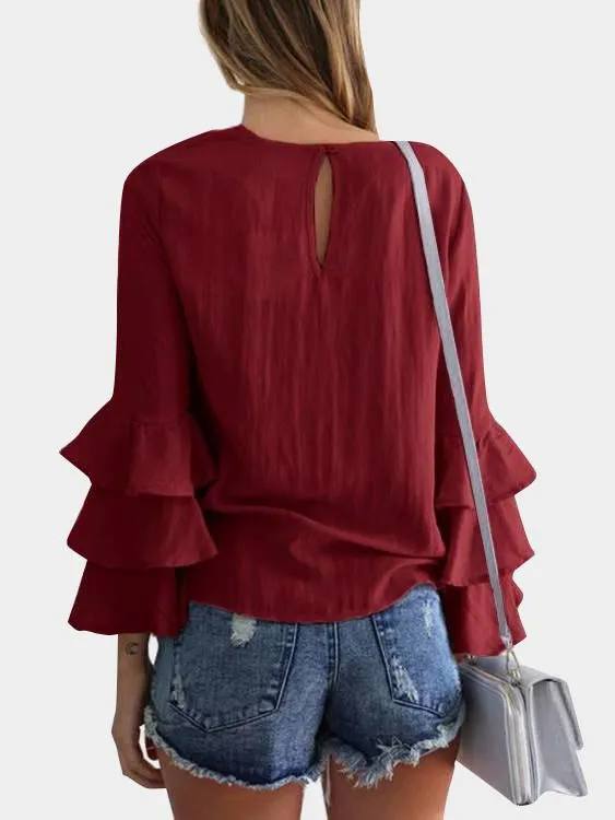 Custom Round Neck Long Sleeve Blouses