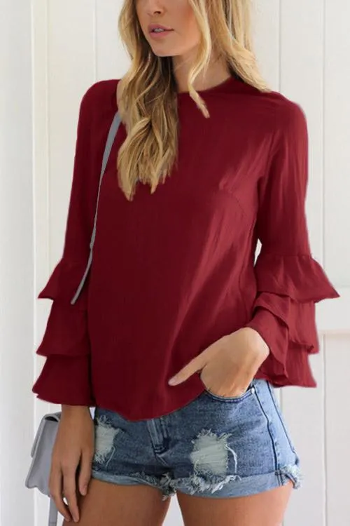 Custom Round Neck Long Sleeve Blouses