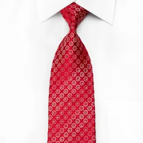 Daniel Hechter Men's Crystal Rhinestone Silk Necktie Foulard On Red With Silver Sparkles