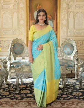 Elegant Dual-Tone Banarasi Silk Saree with Blouse