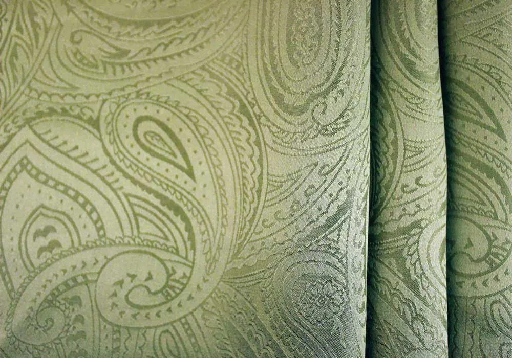 Elegant Sage Green Paisley Silk Jacquard