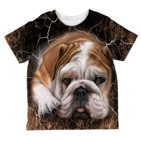 English Bulldog Live Forever All Over Toddler T Shirt