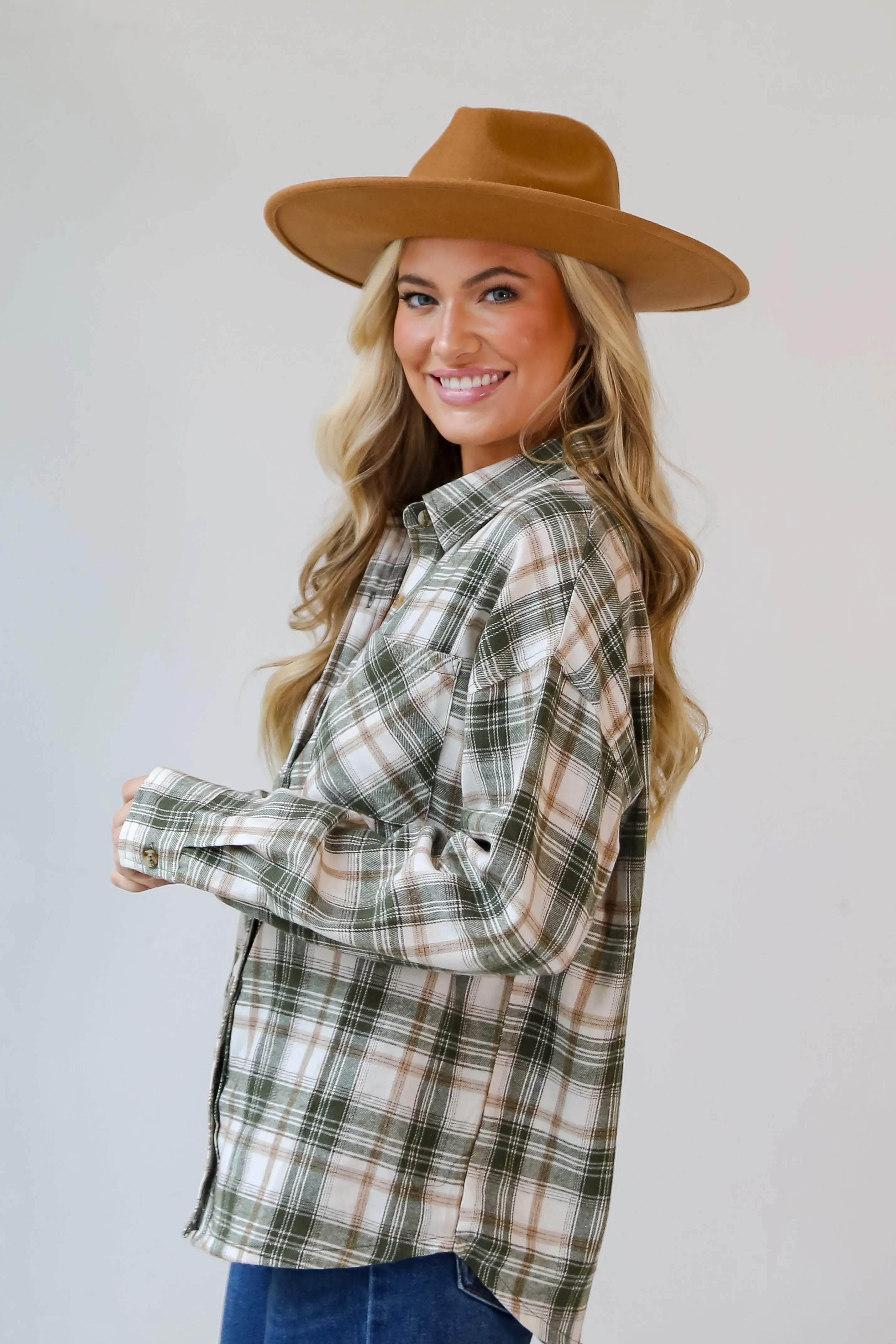 FINAL SALE - Carry On Olive Plaid Flannel