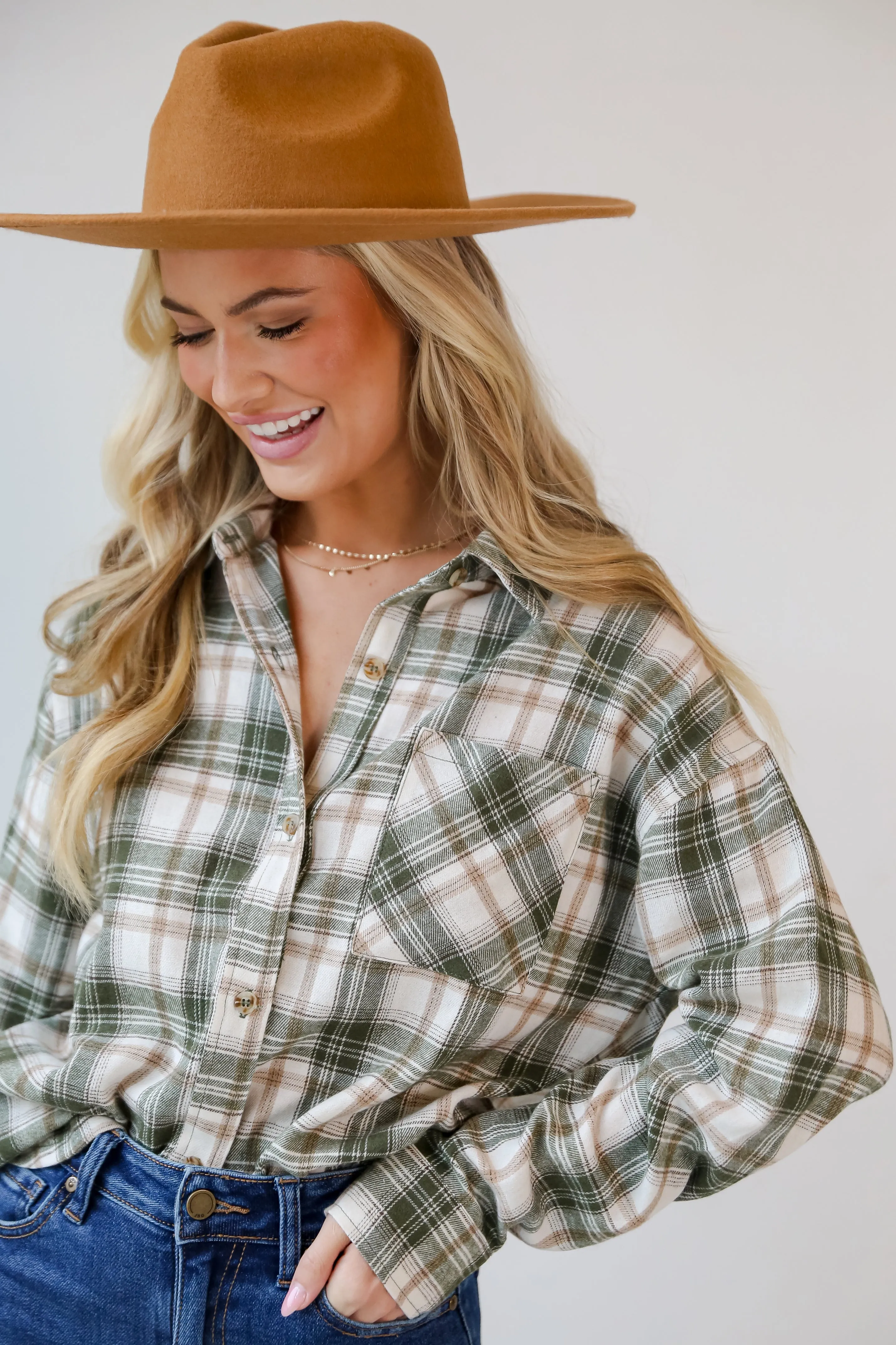 FINAL SALE - Carry On Olive Plaid Flannel