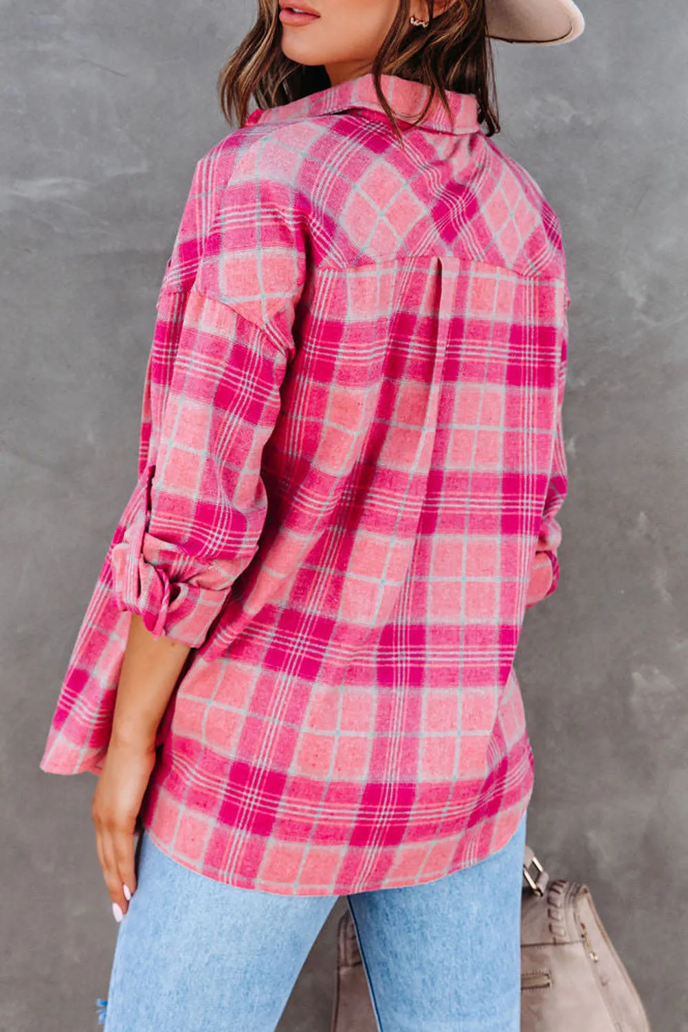 French Style Plaid Button Up Shirt