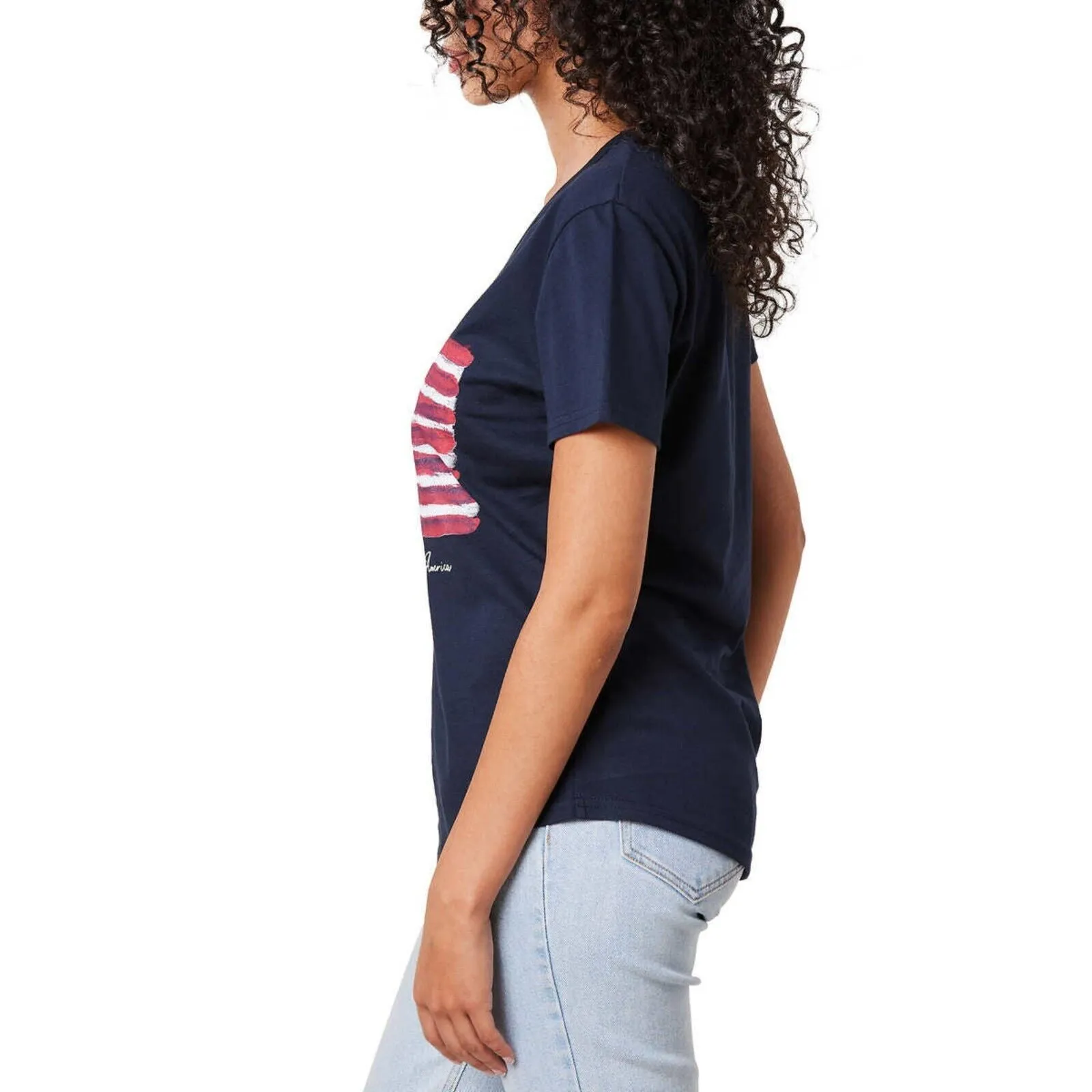 General Standard Women's USA Graphic Print Tee Cotton Americana Patriotic T-Shirt