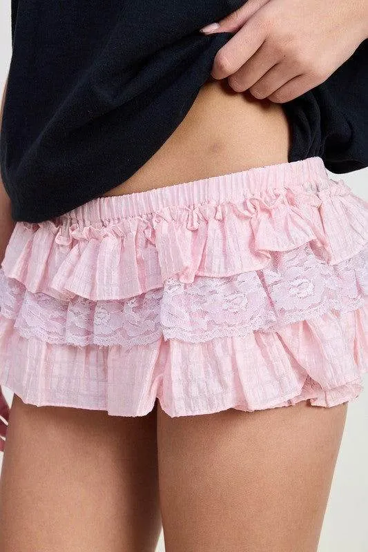 Gingham Mini Ruffle Skort