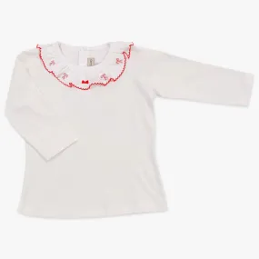 Girl's Candy Cane Ruffle Pima Cotton Top