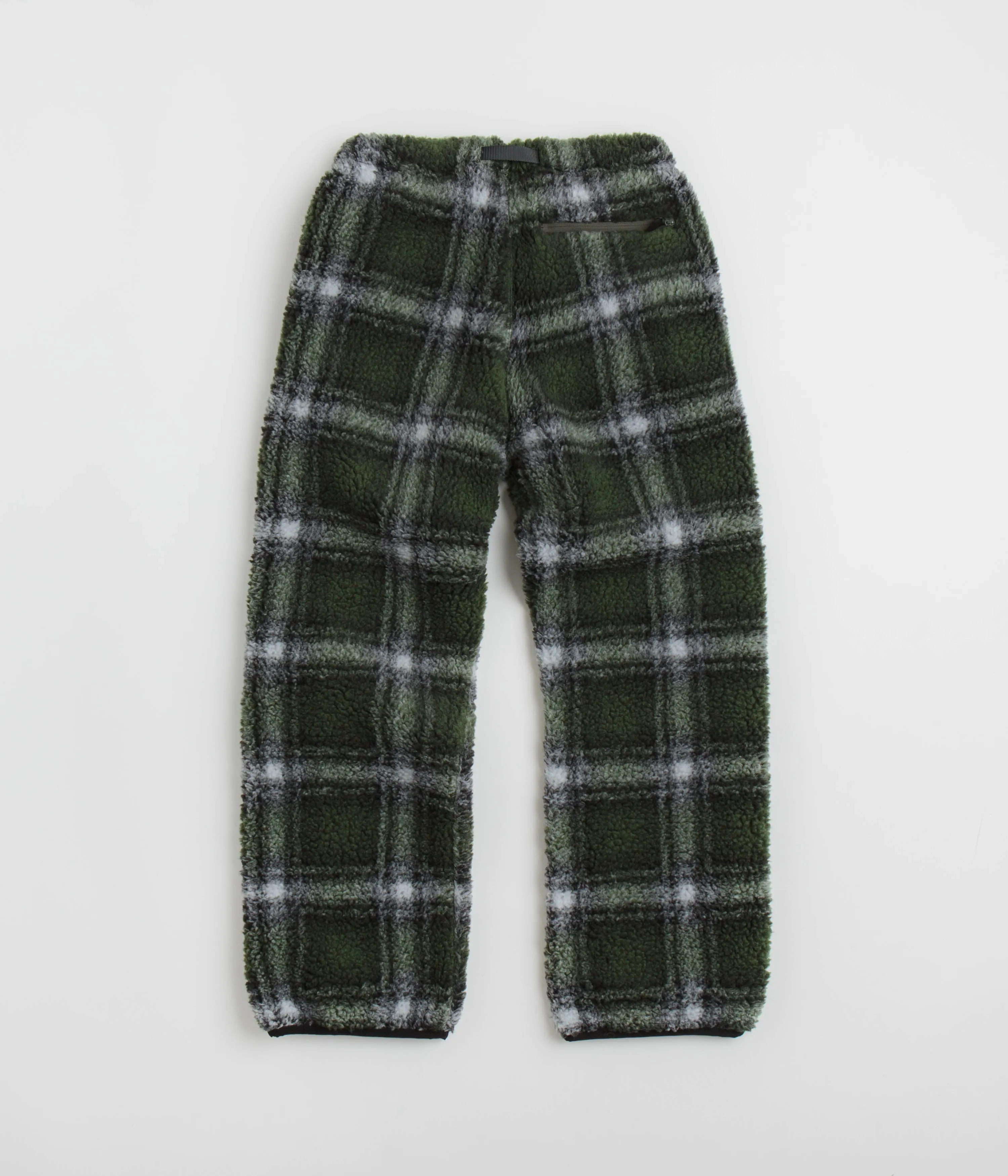 Gramicci Shadow Plaid Sherpa Pants - Olive Shadow Plaid