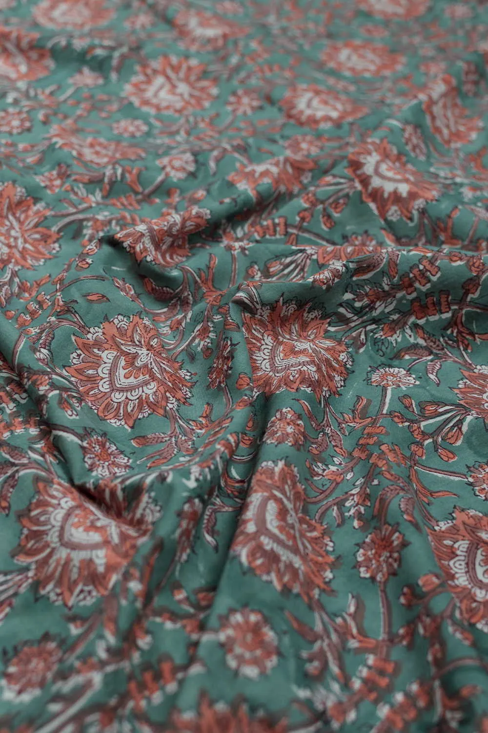 Green Sanganeri Cotton Fabric