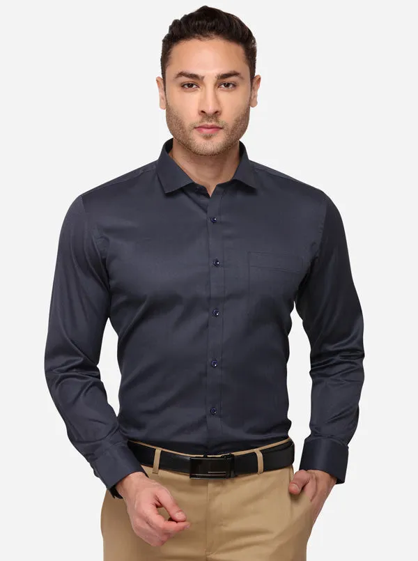 Grey Striped Slim Fit Party Wear Shirt | Greenfibre