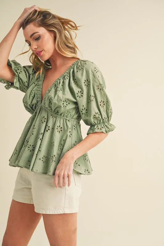 Hazle Eyelet Embroidered Top