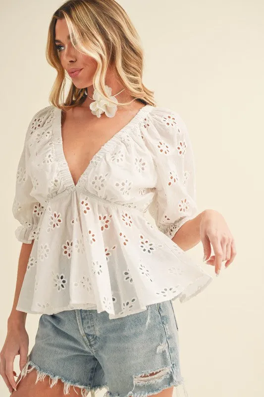 Hazle Eyelet Embroidered Top