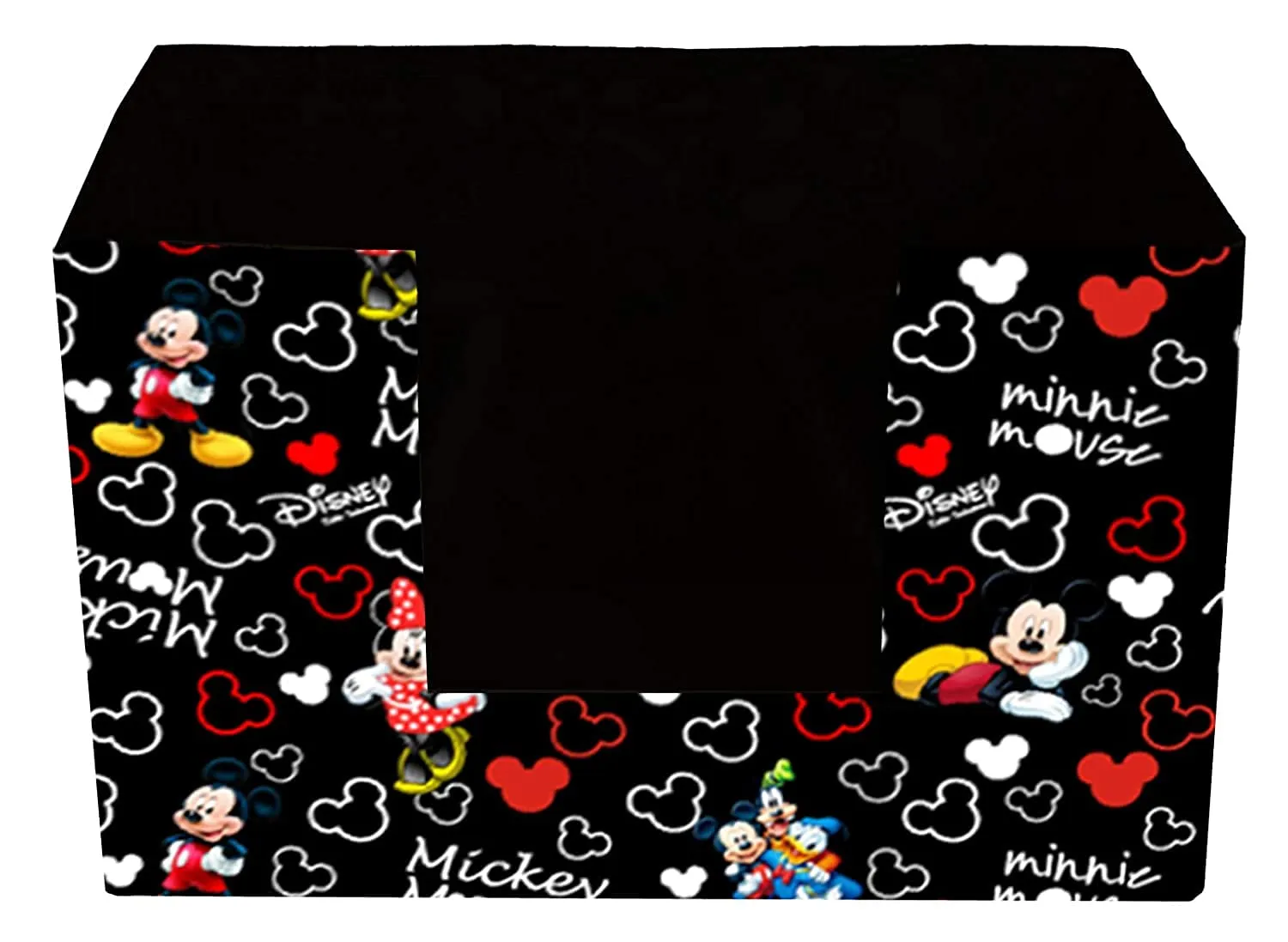 Heart Home Disney Mickey Mouse Printed Multiuses Non-Woven Closet Organizer, Storage Bin, Shelf Storage Oragnizer With Handle- Pack of 3 (Black)-HS43HEARTH26379