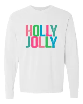 Holly Jolly Long Sleeve Tee - White